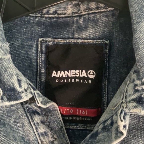 Women's Distressed Denim Jacket - Blue and Black - Picture 4 of 9